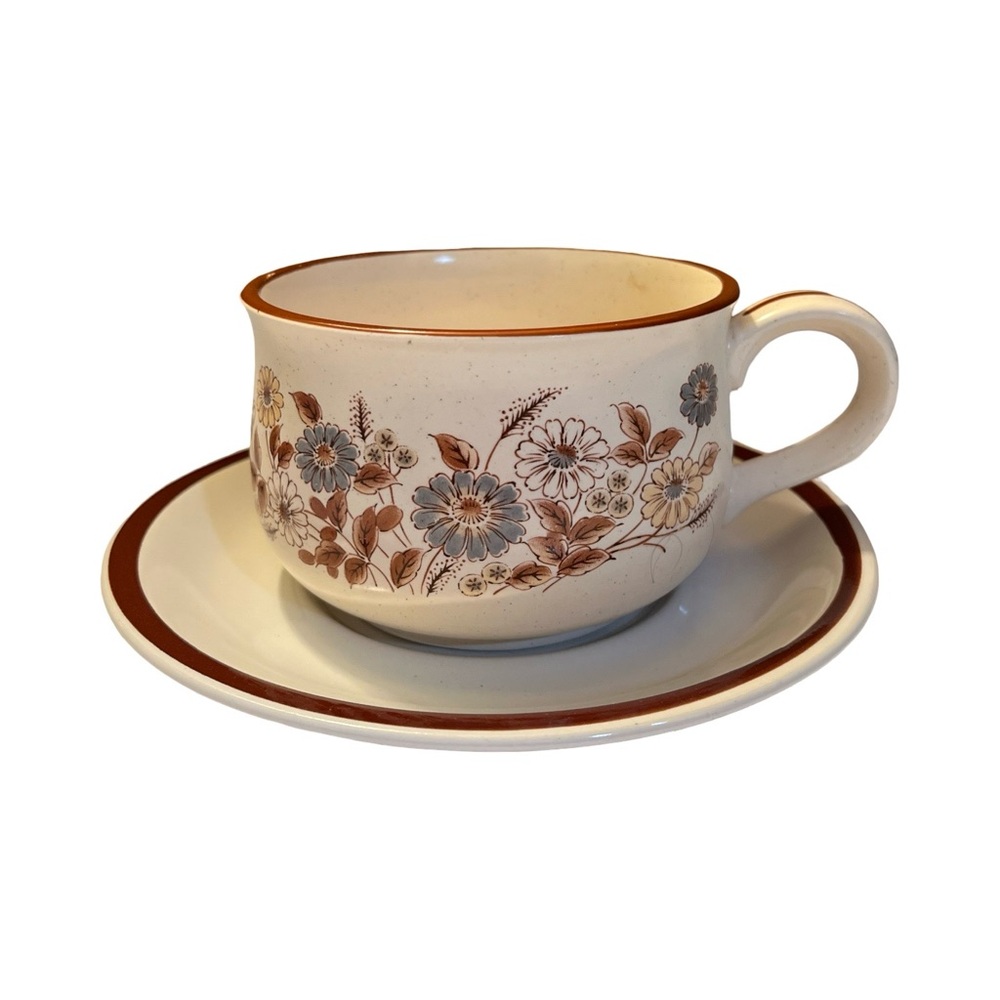 Vintage Noritake ‘Desert Flowers’ #8341 Soup Cup and Saucer Set